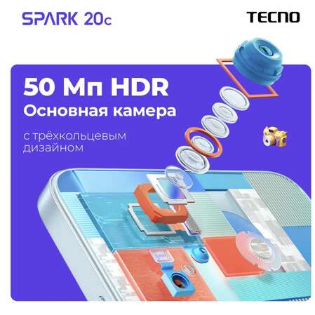 Смартфон Tecno Spark 20c 4/128GB RU Gravity Black