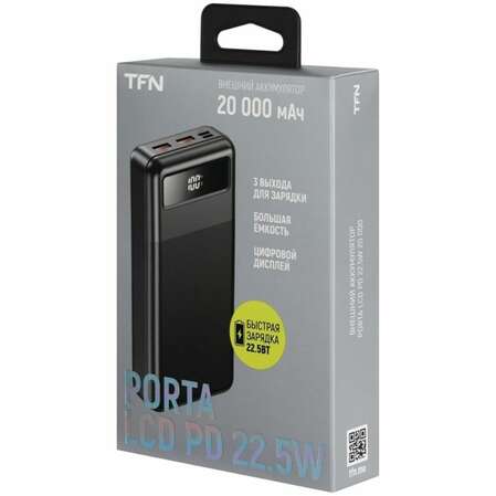 Внешний аккумулятор TFN Porta LCD PD 22.5W TFN-PB-312-BK 20000mAh Black