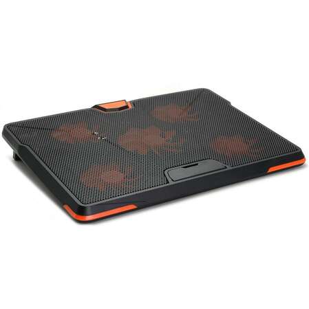 Подставка охлажд. Crown CMLS-133 для ноутбука до 19", 1 вен. 110 мм + 4 вен. 85 мм, Orange LED подсветка, черная
