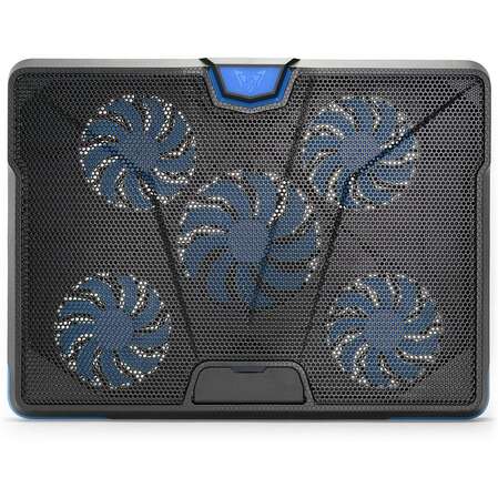 Подставка охлажд. Crown CMLS-131 для ноутбука до 19", 1 вен. 110 мм + 4 вен. 85 мм, Blue LED подсветка, черная